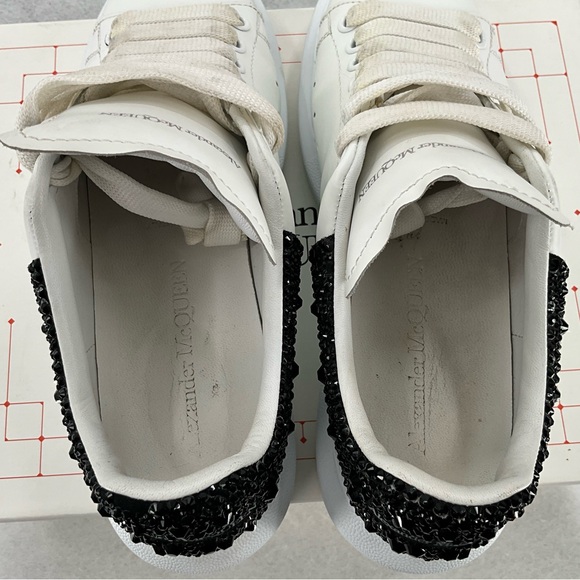 Alexander McQueen Women's Oversized Sneaker in White/Jet Black Crystals 38.5 - Picture 8 of 15